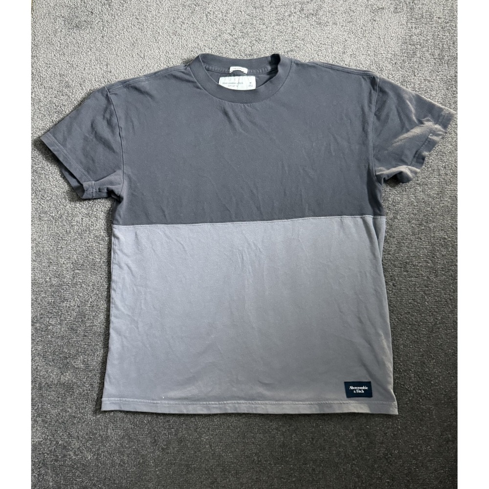 Abercrombie & Fitch Mens Relaxed Soft A&F Tee Grey Colorblock T-Shirt Medium